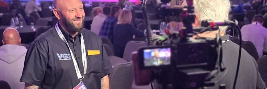 VGS Performance team member being interviewed on camera at The Blend 2026
